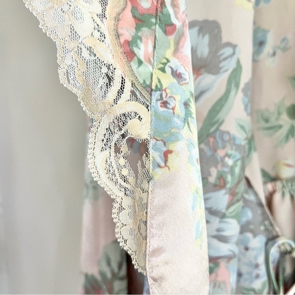 Vintage Victoria’s Secret Gold Label Satin Floral Lace‎ Midi Robe Pink Medium - Picture 11 of 13